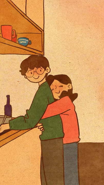 Cooking with a back hug