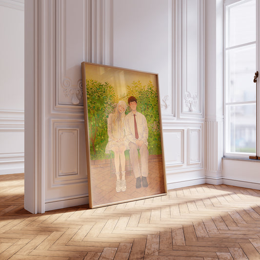 Custom Wedding Illustration (24.4 ×33.1 in) – Museum-Quality Framed Giclée Print